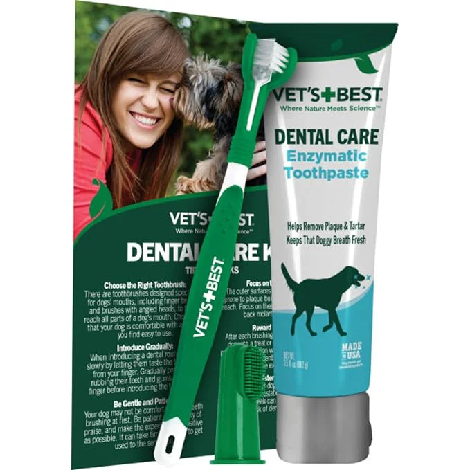 Exclusive Vet’s Dog Toothpaste Dog Toothbrush Dental Kit Plaque Remover for Teeth Whitens Teeth Freshens Canine Breath Veterinarian Formula Finger Toothbrush Included Outstanding