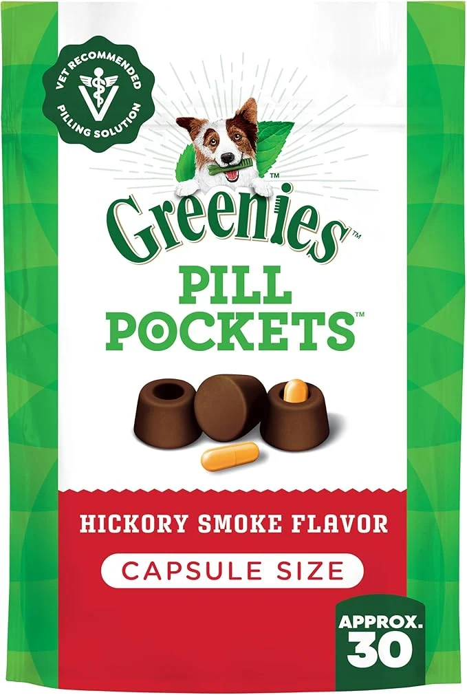 Minimalist Greenies Pill Pockets for Dogs Large Size Dog Treat Pouch for Capsule Medication Hickory Smoke Flavor 7.9 oz. PouchAbout This
