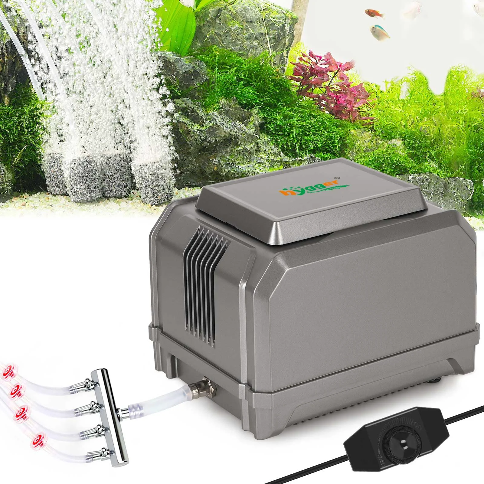 Functional hygger Aquarium Air Pump 10W 15W – Powerful Quiet 4-Outlet Aerator Convenient