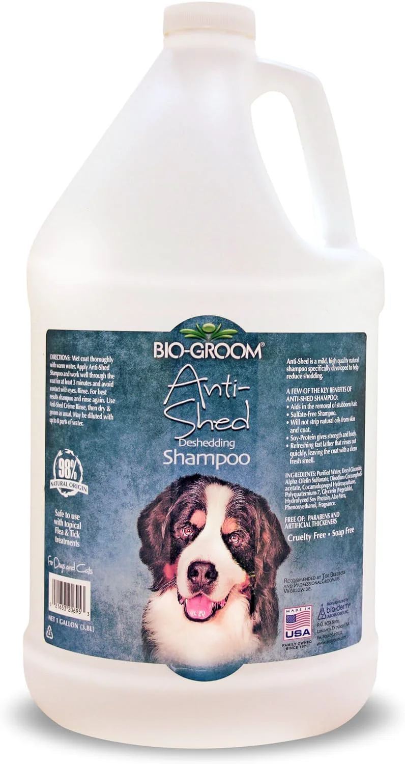 Organic Bio-Groom Anti-Shed Deshedding Dog Shampoo – Odor Eliminating Made in USA 1 Gallon Fine