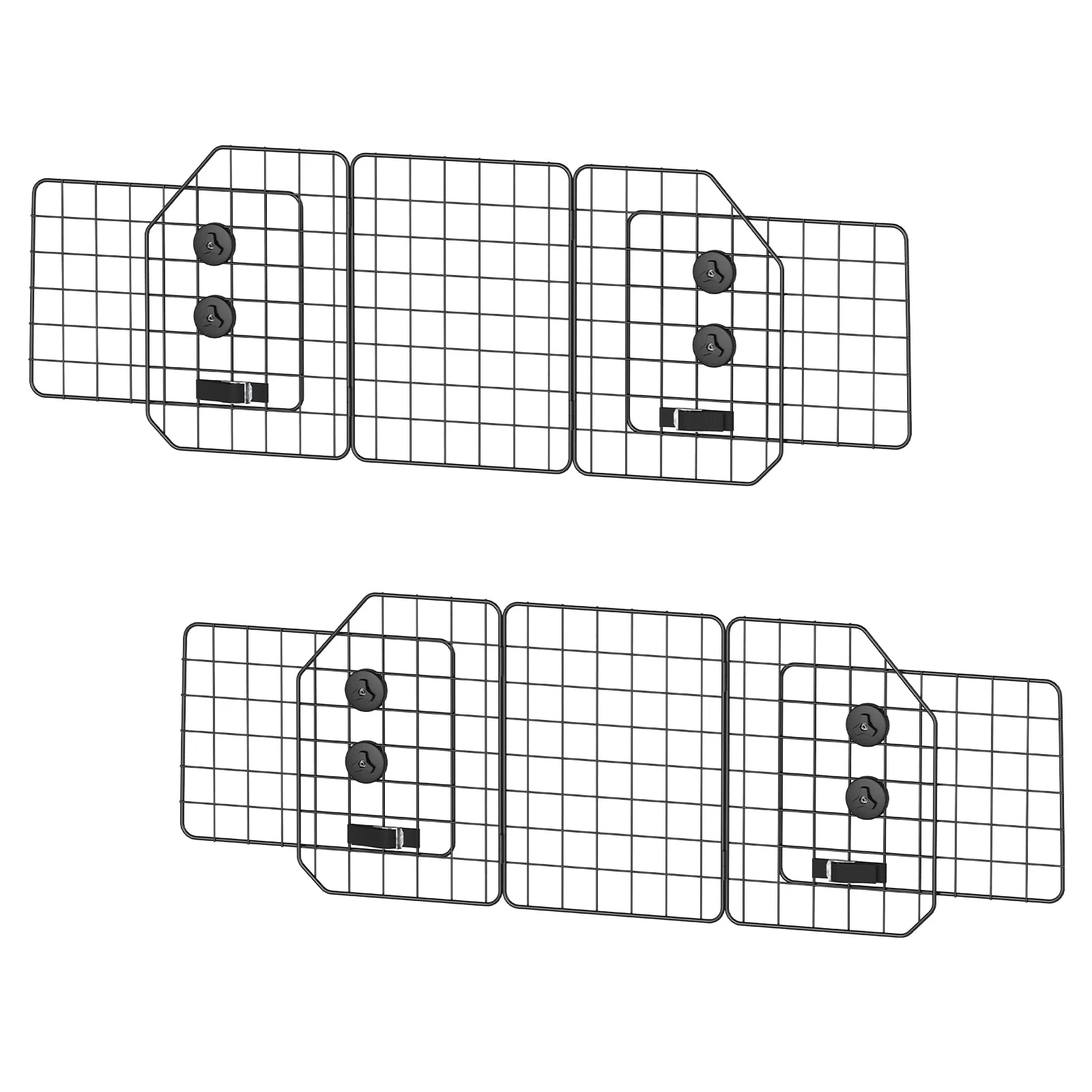 High-Performance OUSHENG 2 Pack Dog Barrier for SUV — Universal-Fit Wire Mesh Pet Gate Cargo Vehicle Safety Black Smooth