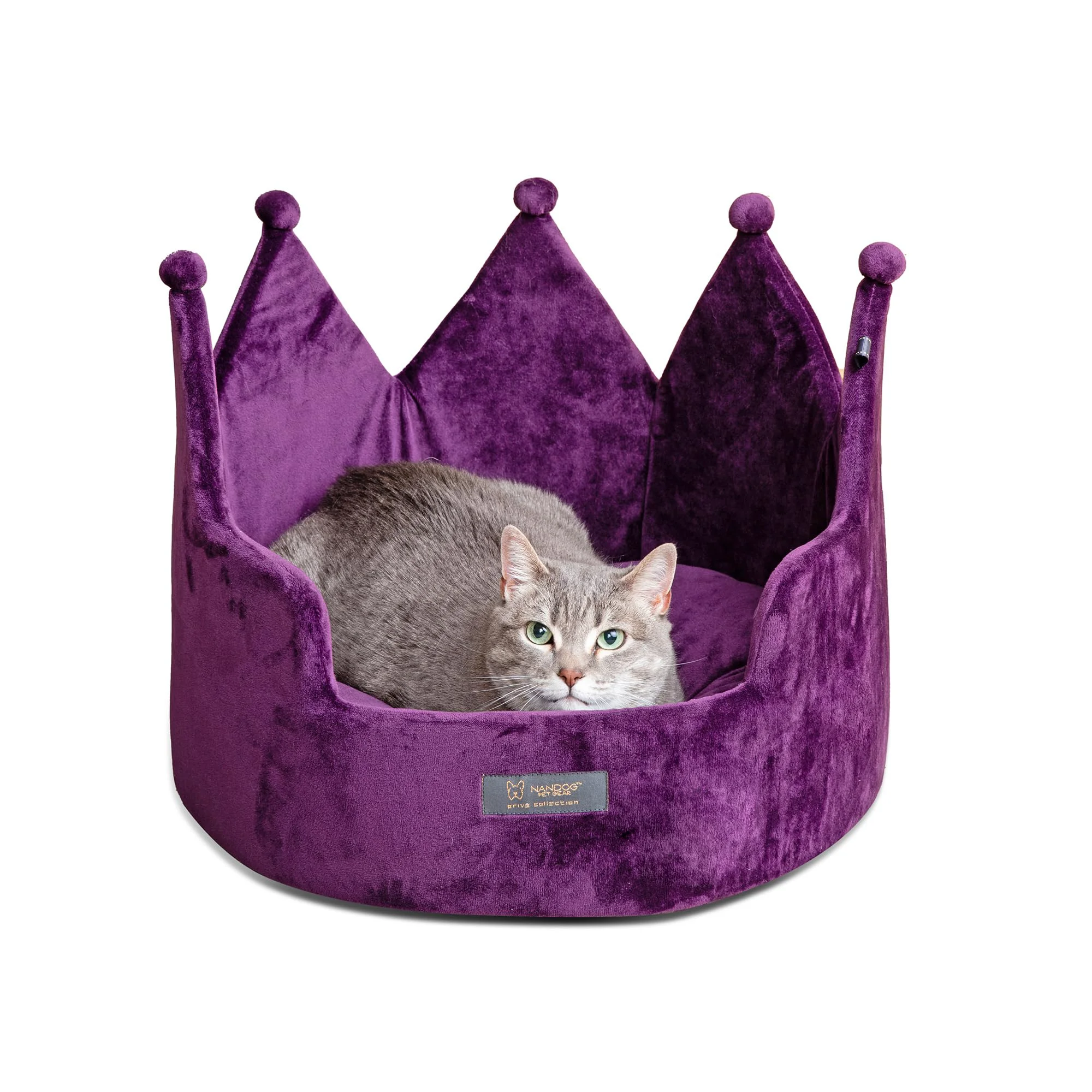 Detailed NANDOG Crown Dog Bed for Small Dogs Cats Plush Round Bed Purple Exceptional