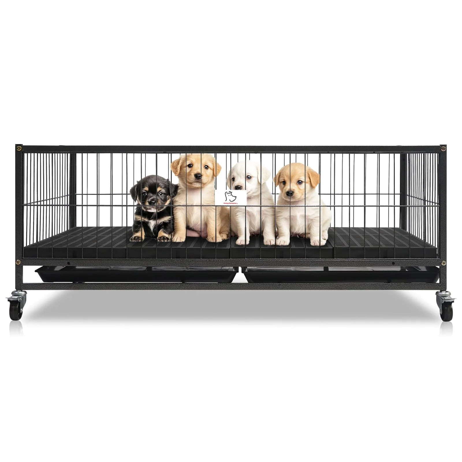 Luxury Homey Pet 43-Inch Whelping Box – Heavy-Duty Stackable Metal Puppy Crate with Wheels Outstanding