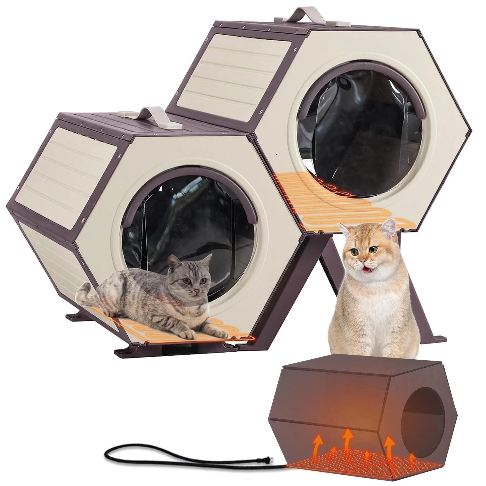 Soft GUTINNEEN Expandable Outdoor Heated Cat House for 2–3 Cats Insulated Winter Shelter Recyclable