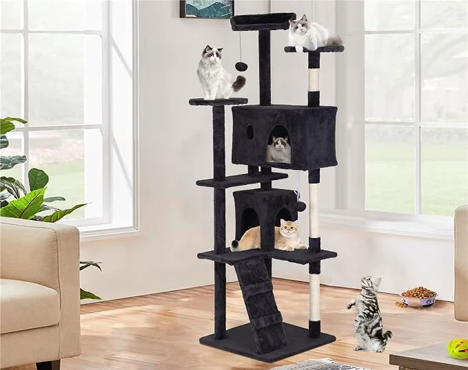 Green Heavy Duty Cat Tree Tower Cat Condo Hanging Ball Dark Grey Exceptional