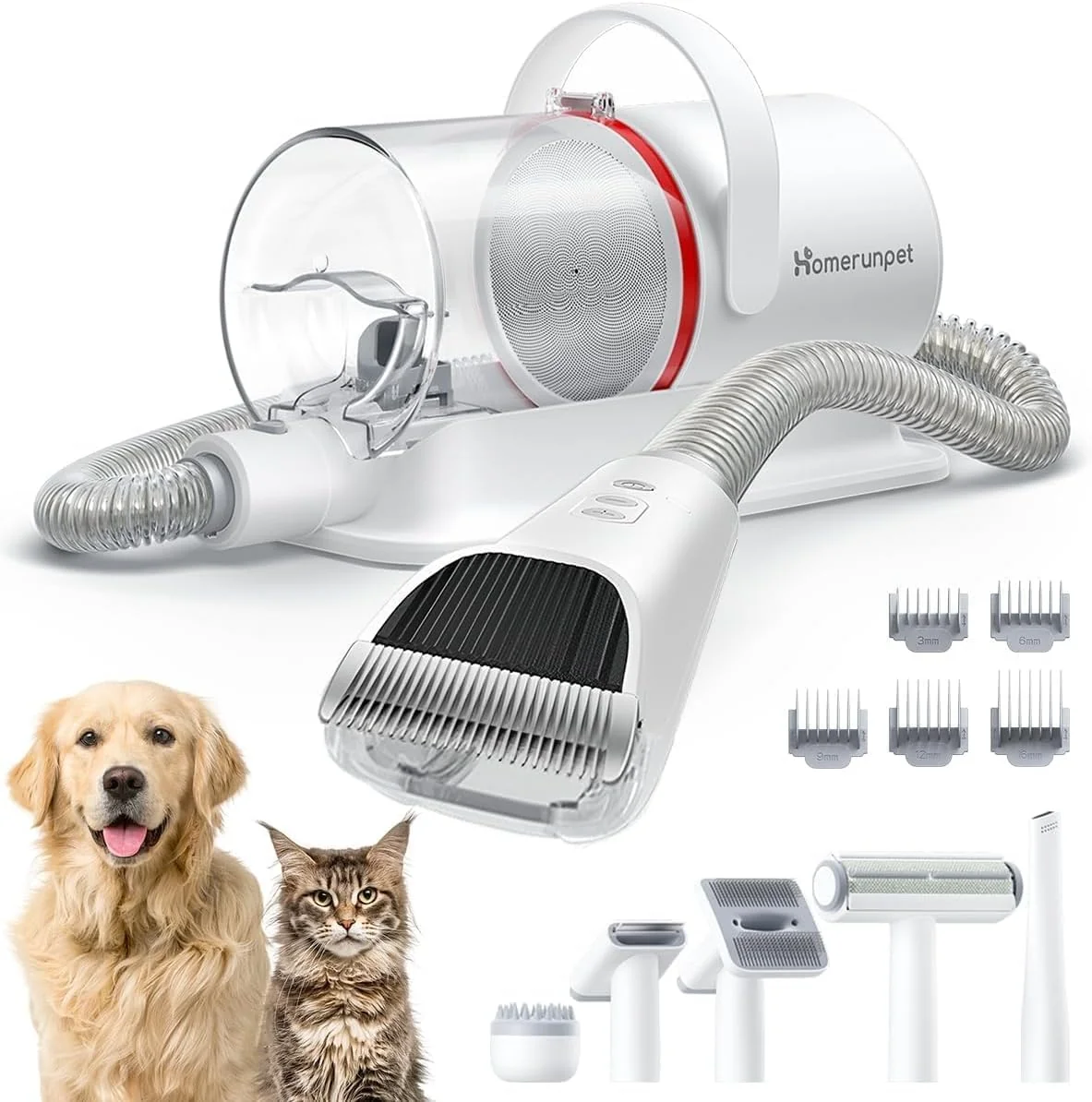 Secure HomeRunPet Ultra Quiet Dog Grooming Vacuum – 12000Pa Suction 6-in-1 Clipper Kit Low Noise Dependable