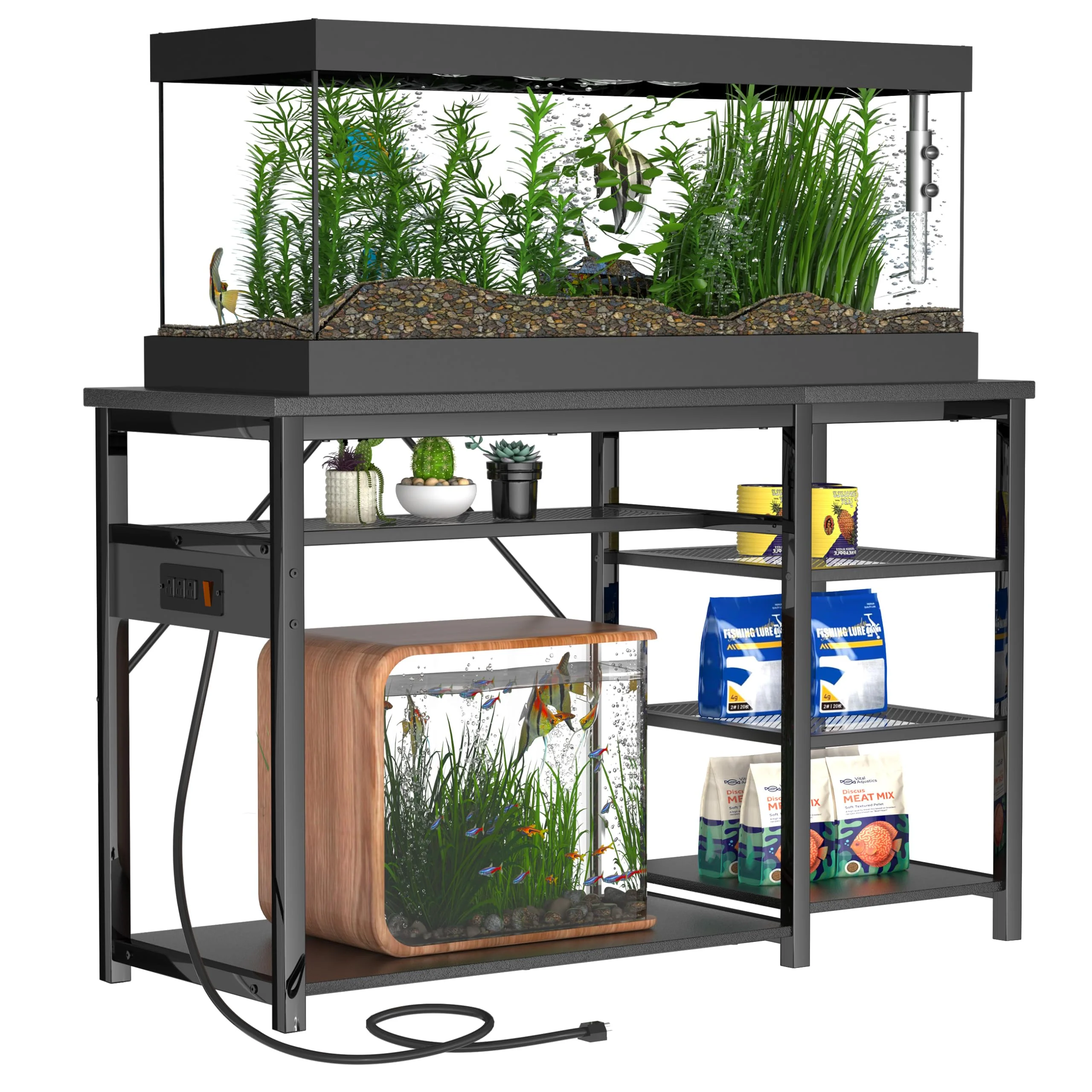 Effective Keelian 55-75 Gallon Aquarium Stand with Power Outlets Heavy-Duty Metal Frame Sustainable
