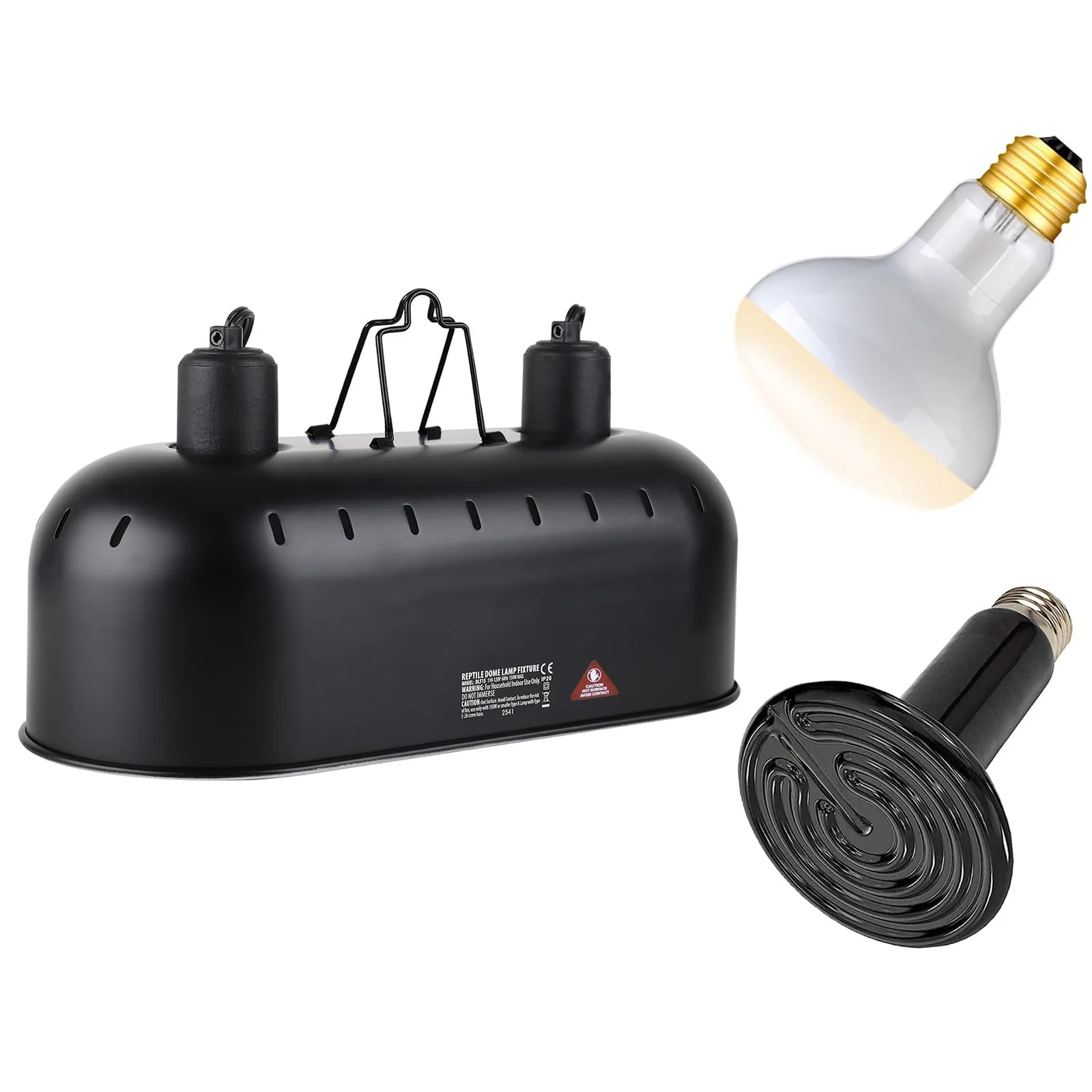 Functional DXOPHIEX Dual Reptile Light Fixture with 150W Basking Light Ceramic Heat Emitter — Double Dome Official