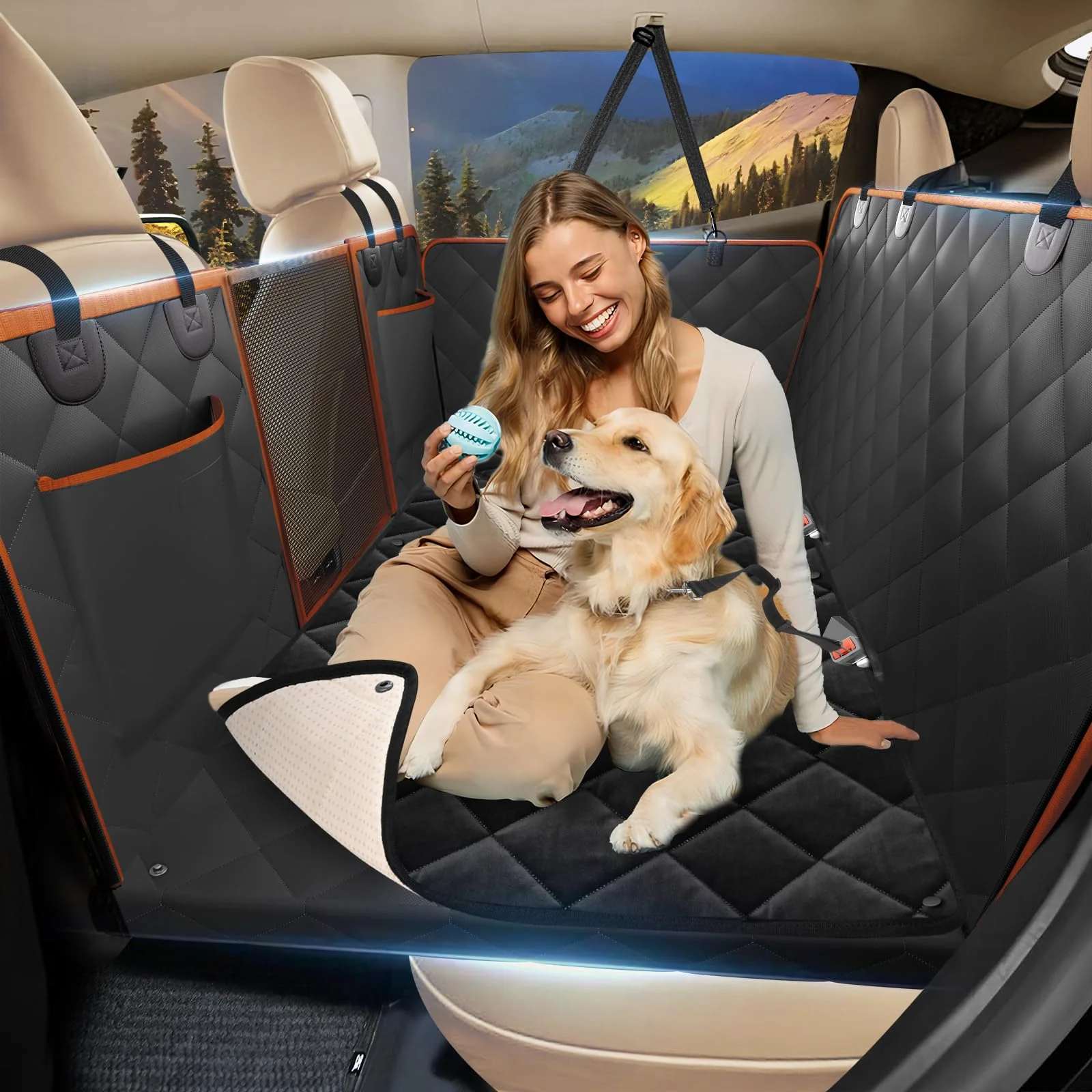 Relaxed Btefd 2025 Back Seat Extender for Dogs — 420lb Load Soft Blanket Waterproof Hammock Contemporary