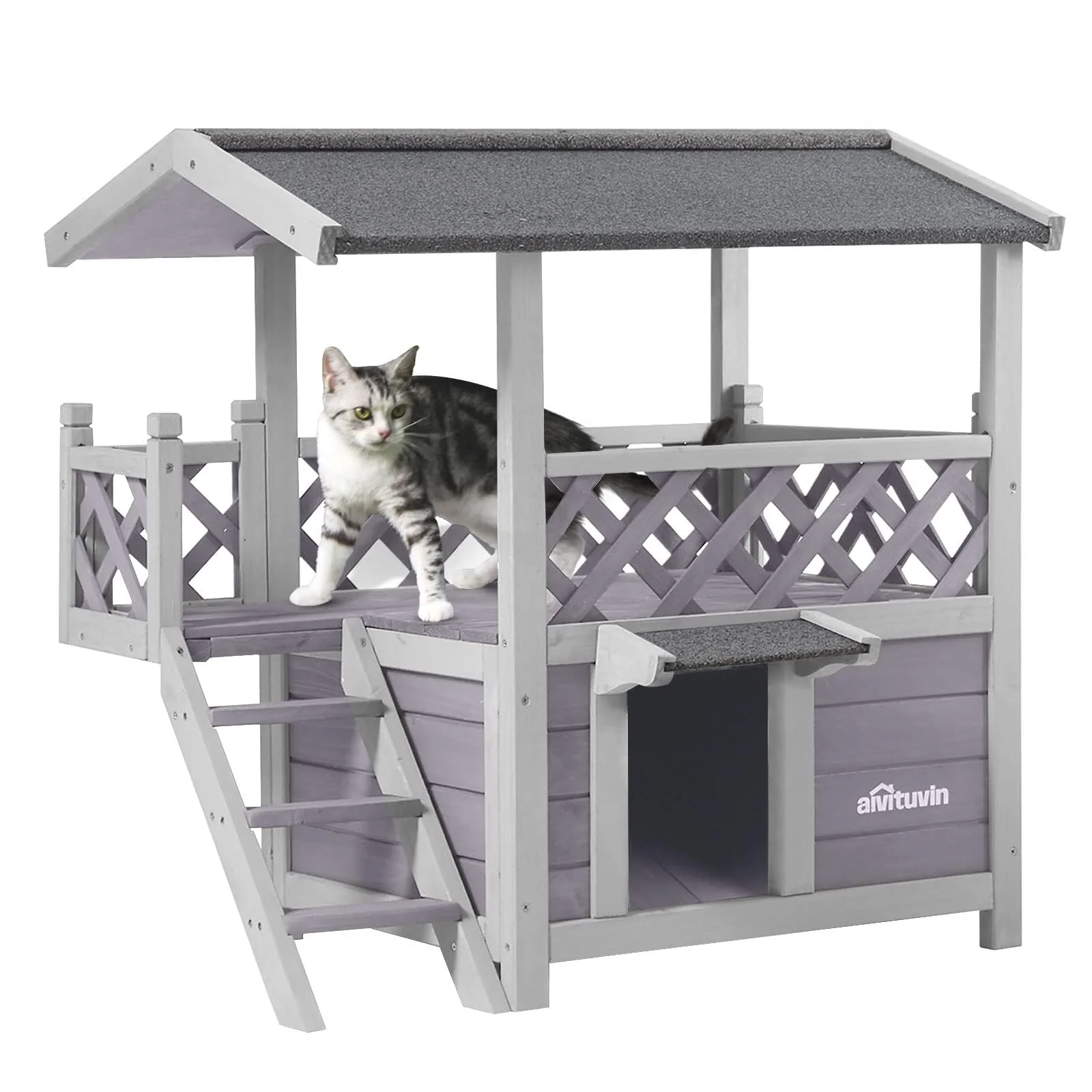 High-Grade Aivituvin Cat House Outdoor Indoor Shelter with Weatherproof Roof Environmentally Friendly