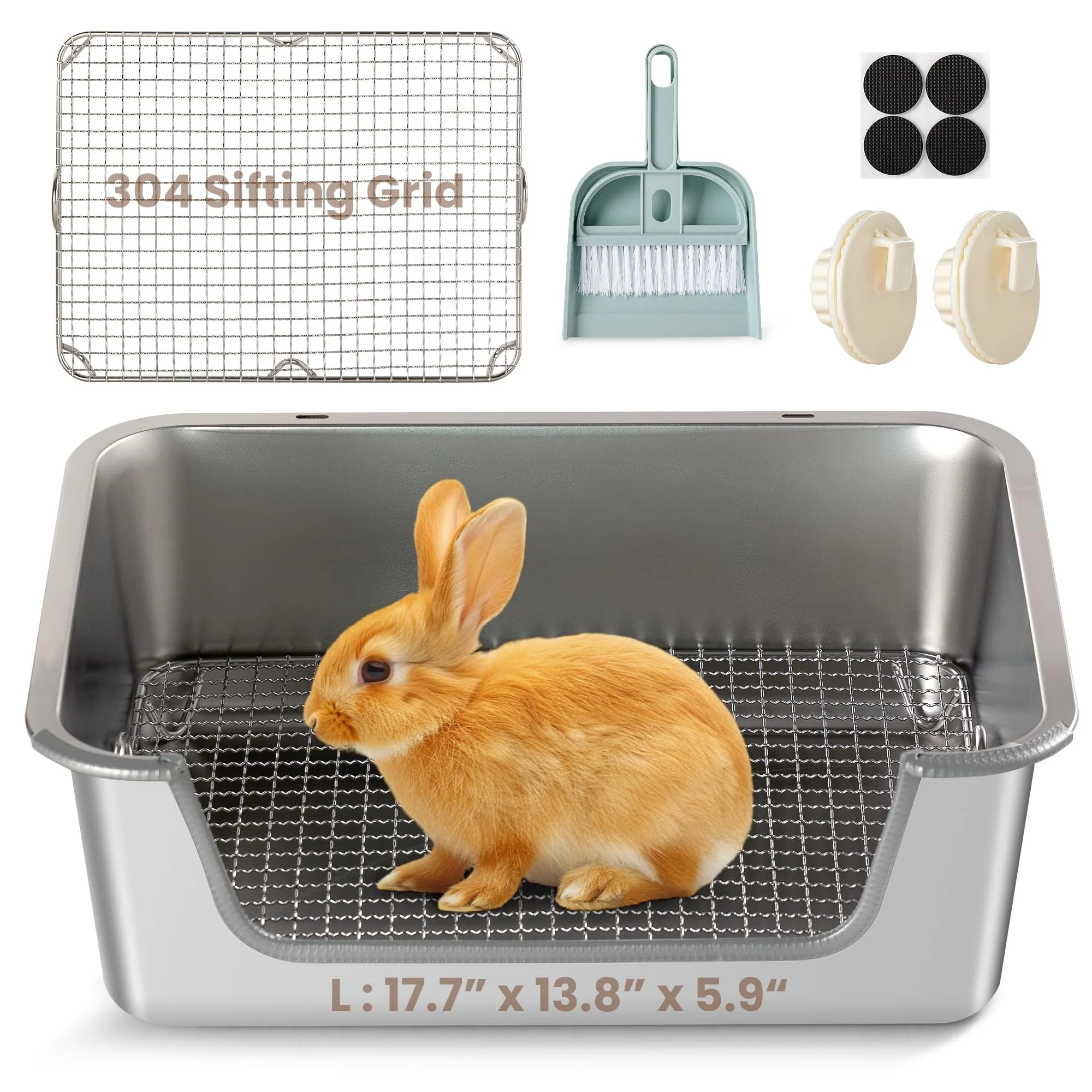 Dependable Aothey Rabbit Litter Box – Extra Large Stainless Steel with Sifting Grid Hooks Quality