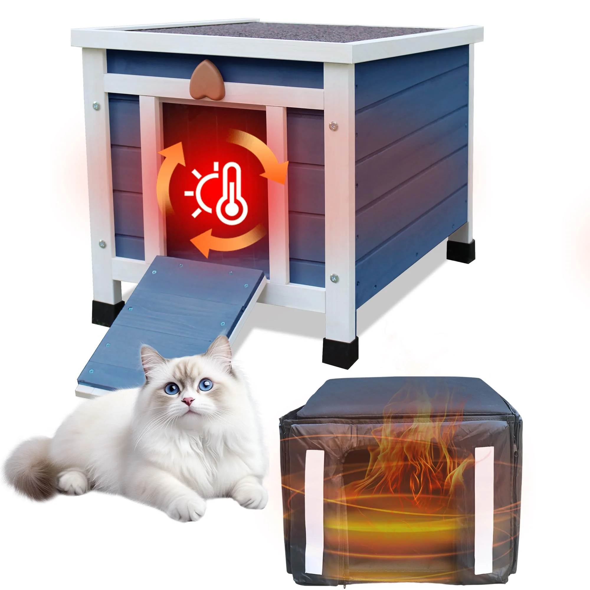 Fine Rockever Outdoor Cat House with Insulated Liner Weatherproof Wooden Shelter Stylish