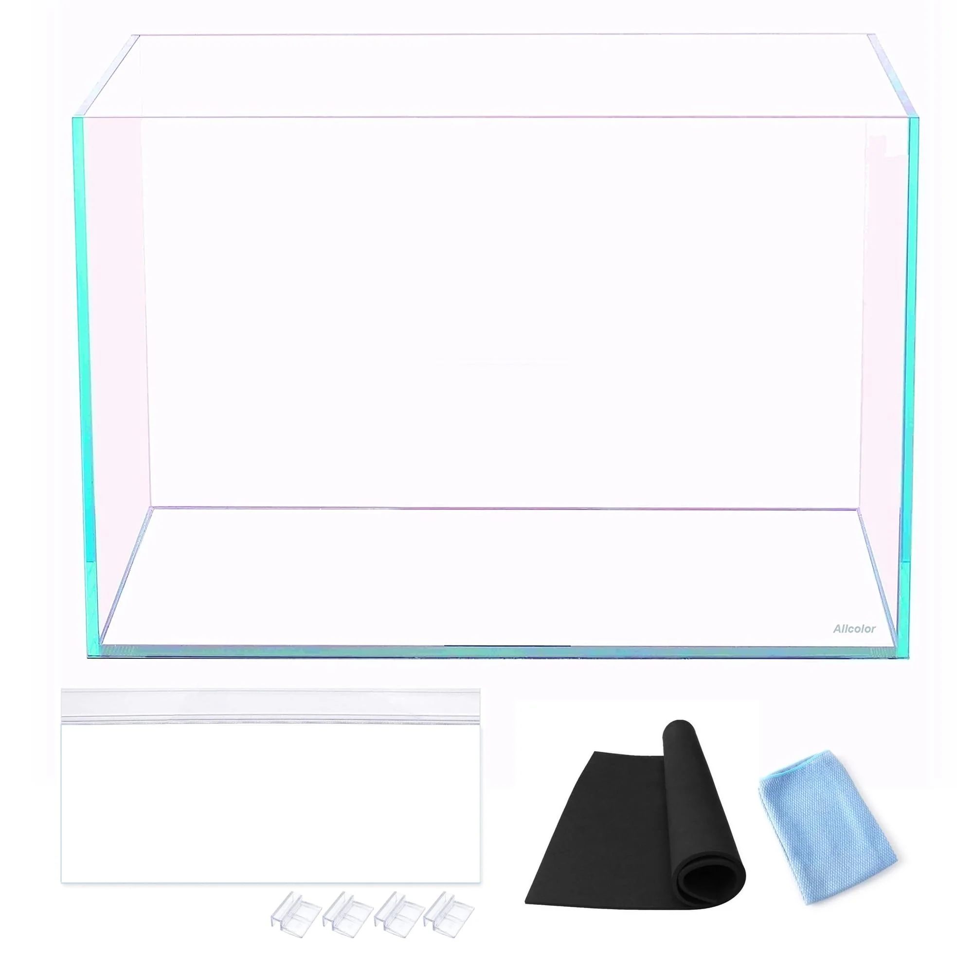 Dependable Allcolor Ultra Clear Rimless Aquarium Tank — 21 Gal Low Iron Glass Top Canopy Top-Quality