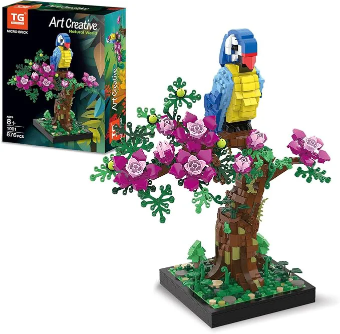 Quality Micro Brick Flower Parrot Toy Building Sets Home Decor and Office Art Creative Organic
