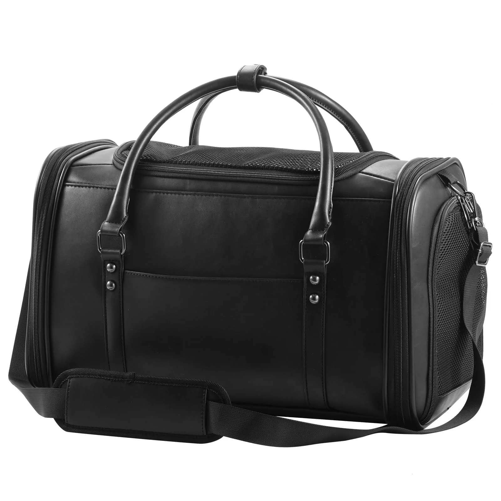 Convenient Johomviin Stylish Leather Pet Carrier – Airline- Travel Tote for Small Dogs Cats Up to 15 lbs Minimalist