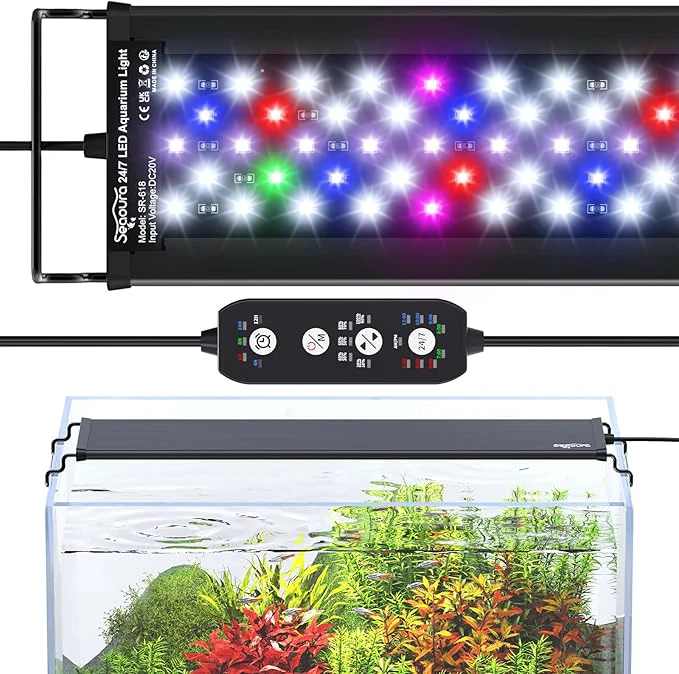 Reusable SEAOURA 24 7 Cycle LED Aquarium Plant Light-Full Spectrum Fish Tank Light Pure