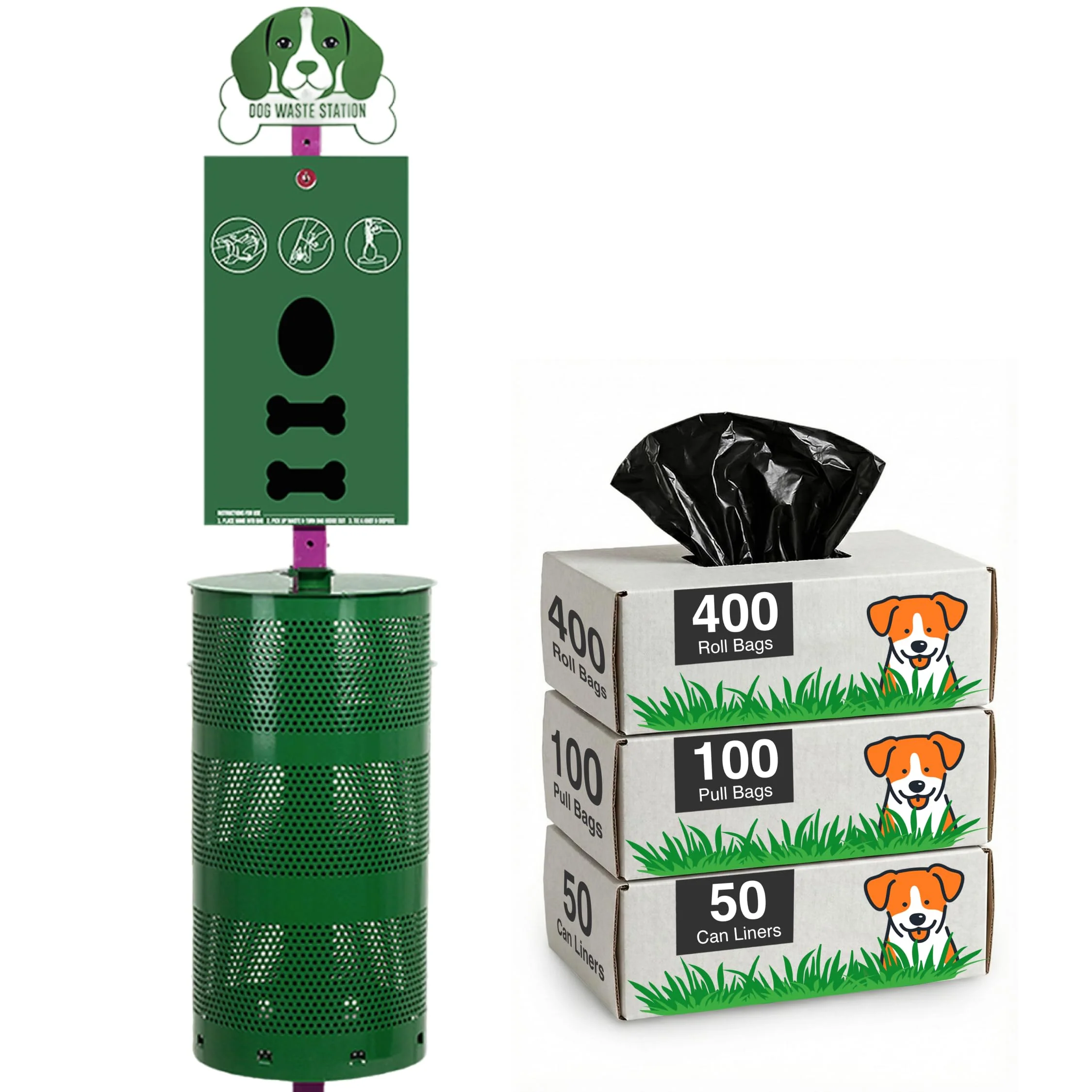 Casual Flybold Dog Waste Station – Outdoor Poop Bag Dispenser Trash Can for Parks 13×26 inches Comfortable