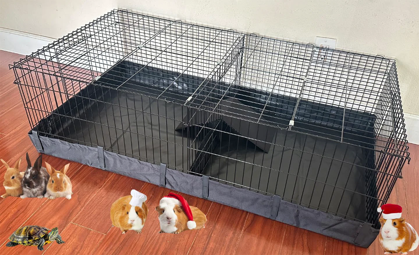 Sustainable Mcage 47 X-Large Guinea Pig Habitat — Top Cover Center Divider Washable Canvas Bottom Elegant
