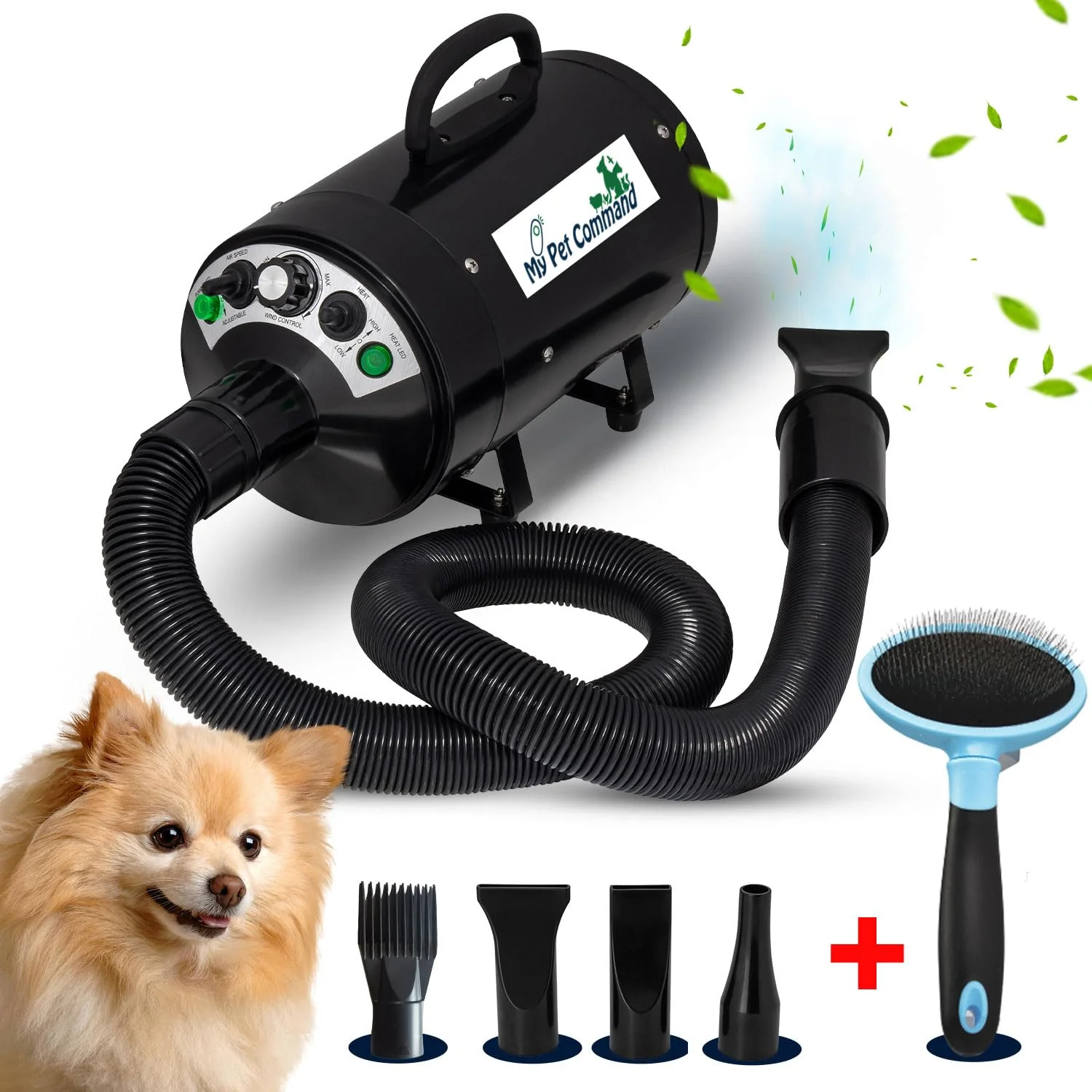 Premium My Pet Command Dog Dryer Blower – Ultra Quiet High-Velocity Dryer with Hot Cold Air Includes Accessories Smart