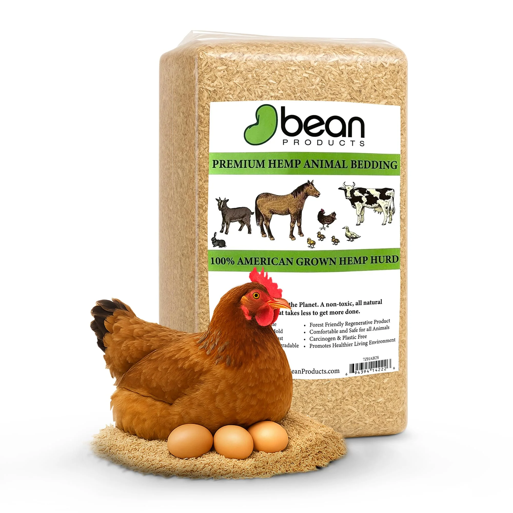Traditional Bean Products Hemp Animal Bedding – 10 Lbs Dust- Ultra-Absorbent Green