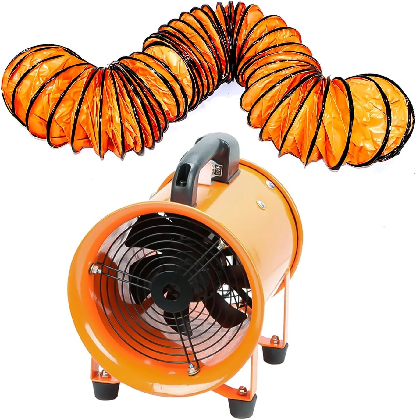 Detailed 10-Inch High-Velocity Portable Utility Blower Fan Industrial Exhaust Fan with 16.4ft Flexible Duct Hose 3150 RPM Low-Noise Ventilator for Basements Workshops Warehouses and Confined Spaces Advanced