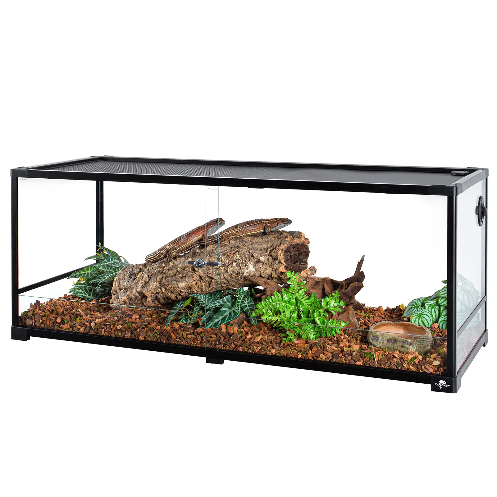 Comfortable CAVACHEW 67 Gallon Glass Reptile Tank – 48 x 18 x 18 in with Top Vent and Double Doors Minimalist