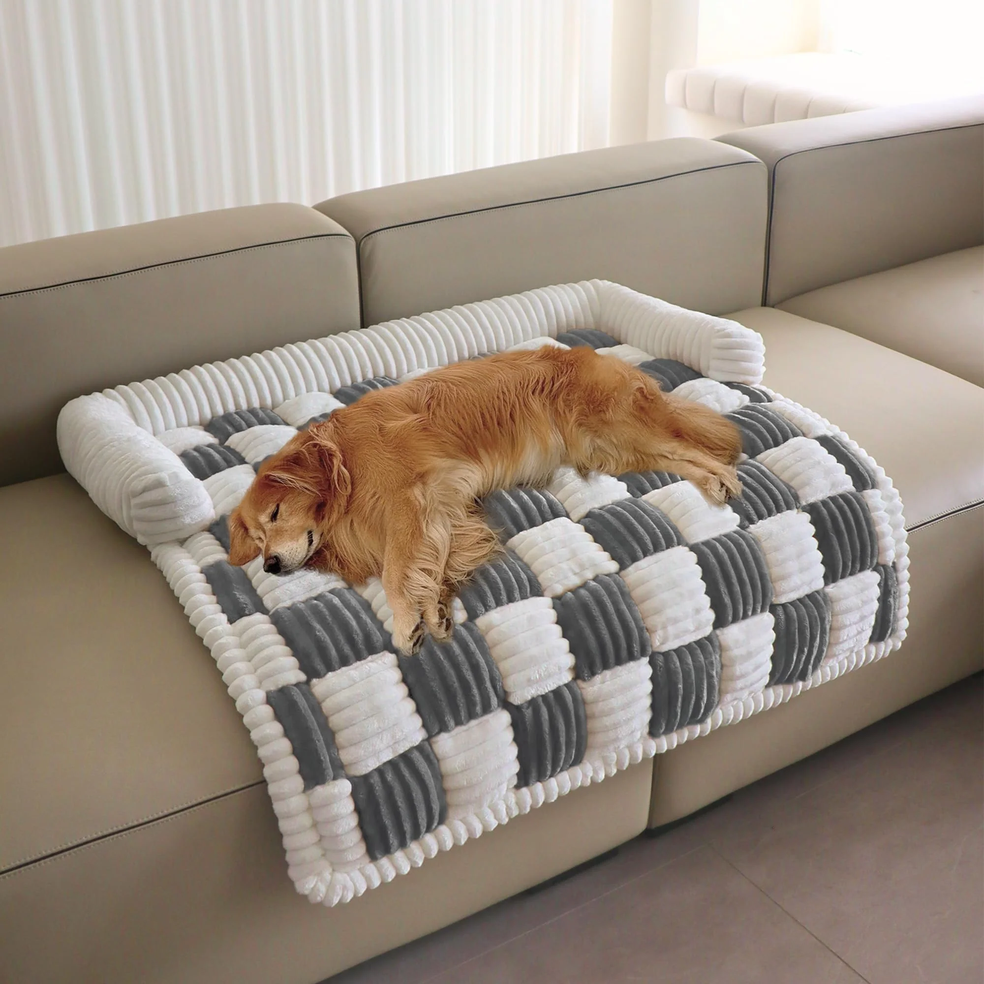 Clean Arcoxiuxiu Couch Covers for Dogs and Cats — Plush 2-in-1 Sofa Cover Bed Dark Grey 35.43in square Sustainable