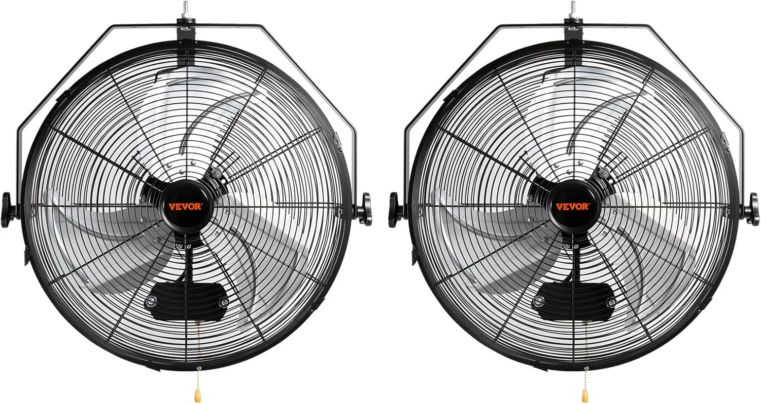Detailed VEVOR Wall Mount Fan 2 PCS 18 inch Waterproof 3-speed High Velocity Max. 4000 CFM Industrial Wall Fan for Indoor Commercial Residential Warehouse Greenhouse Workshop Basement Garage Black Trendy