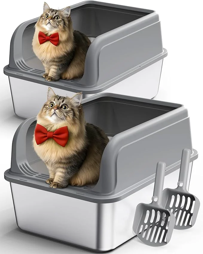 Smooth Stainless Steel Cat Litter Box Metal Litter Box Relaxed
