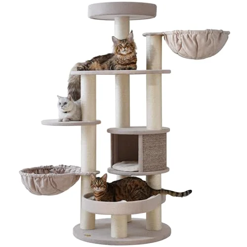 Secure Sopapets Extra Large Cat Tree — 65-Inch Tall XXL Heavy-Duty Cat Tower for Maine Coon Large Cats Luxury