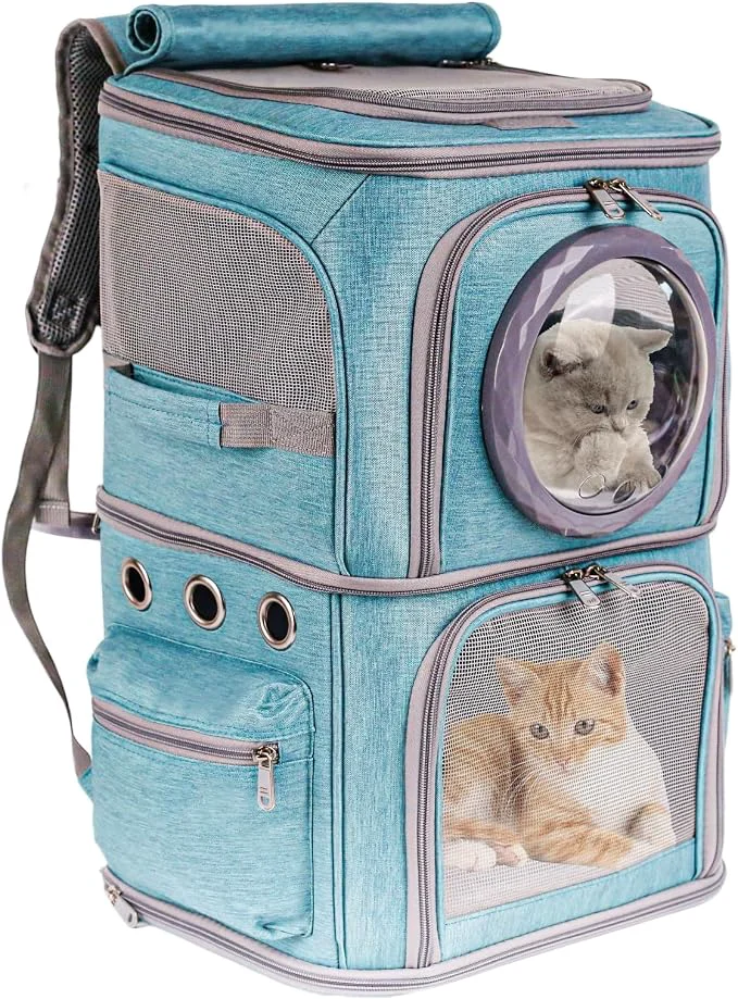 Specialty 2-in-1 Pet Carrier Backpack for Two Cats or One Dog Space Capsule Clear Bubble Excellent