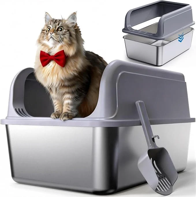 User-Friendly Stainless Steel Cat Litter Box Metal Litter Box Classic