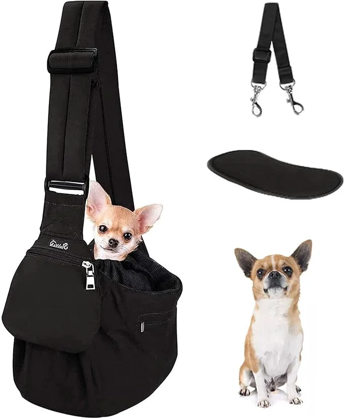 Refined Lukovee Dog Sling Carrier Hard Bottom Support Adjustable Soft Padded Green