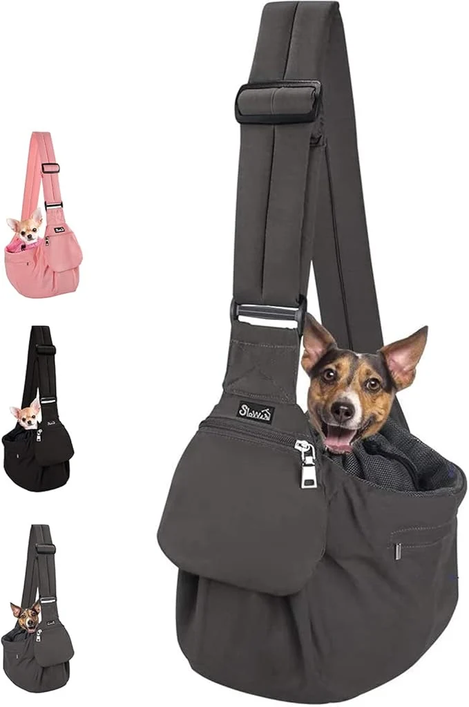 Lightweight Lukovee Dog Sling Carrier Hard Bottom Support Adjustable Soft Padded Trendy
