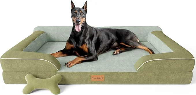 Elite XXL Dog Bed for Extra Large Dogs Giant Orthopedic Dog Bed with Cooling Gel Memory Foam Waterproof Pet Bed with Removable Washable Cover 53 Pet Sofa bed Dutch Velvet with Bone Toy Dark GreenAbout ThisOverview Comfortable