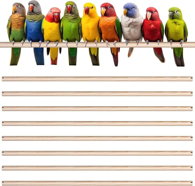 Powerful Sintuff 8 Pcs Bird Perches for Cage Accessories Wooden Perch Rods Functional