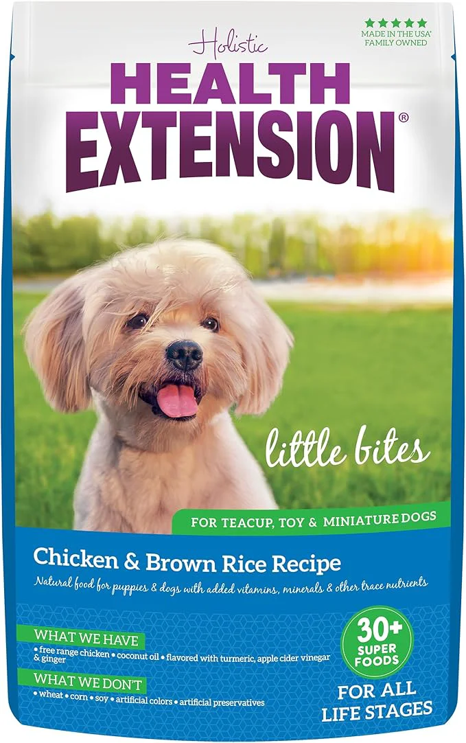 Trusted Health Extension Little Bites Dry Dog Food for Toy and Small Breeds Chicken Brown Rice Recipe with Probiotics Superfoods for Digestion Coat Health 18 lb BagAbout This Minimalist
