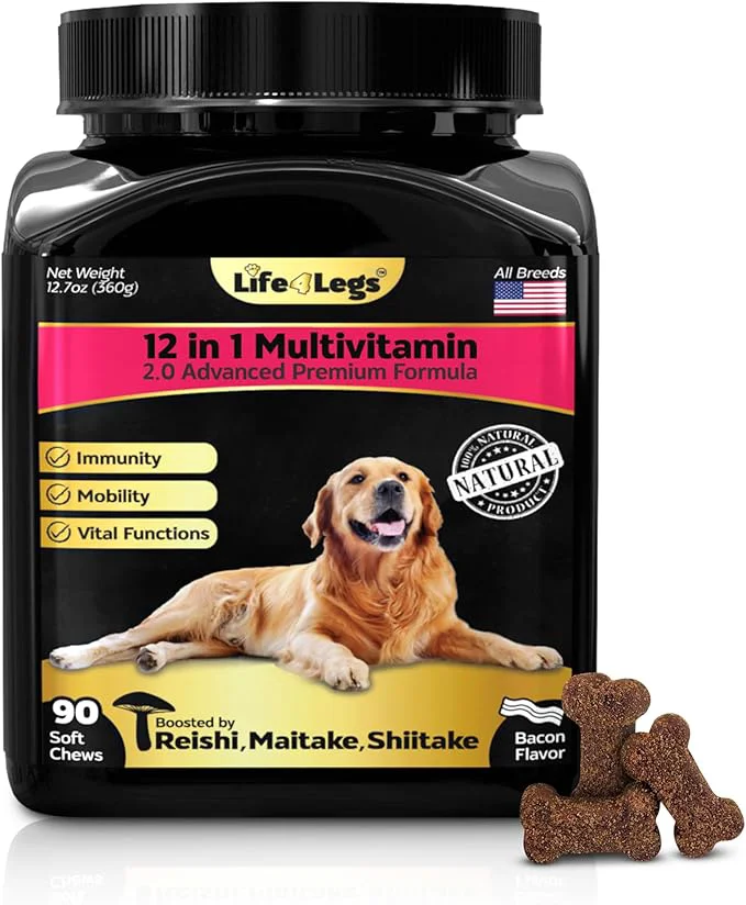 Soft Chews Dog Vitamins Supplements – Dog Multivitamin – Hemp Oil Glucosamine Chondroitin Hip and Joint Support Health Skin Coat Digestion Immune Booster Heart ProbioticsAbout ThisOverview Elegant