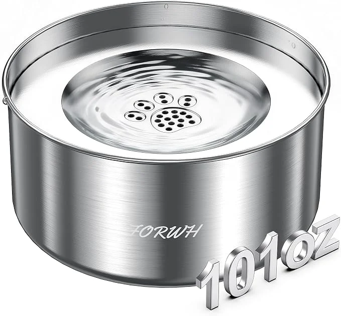 Smooth Stainless Steel Dog Water Bowl No Spill 101oz 3L Large Capacity Pet Water Elegant