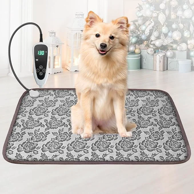 Sustainable Dog Heating Pad 28x18in with Smart Thermostat Switch and Power Line Protection Recyclable