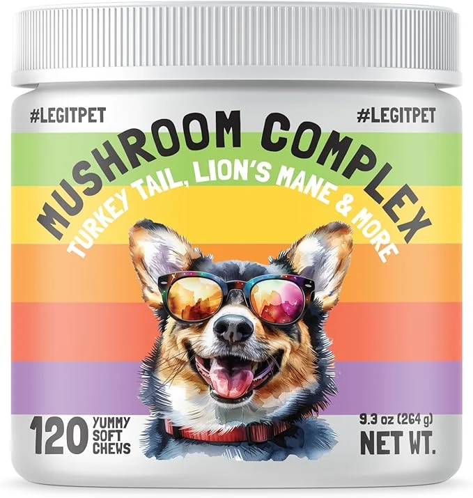 Flexible Mushroom Complex Treats for Dogs with Reishi Shiitake and Turkey Tail Mushrooms for Cognition and Immune Boosting Supports Digestive Health and Reduces Inflammation DHA EPA Turmeric Kelp 120pcs About This Versatile