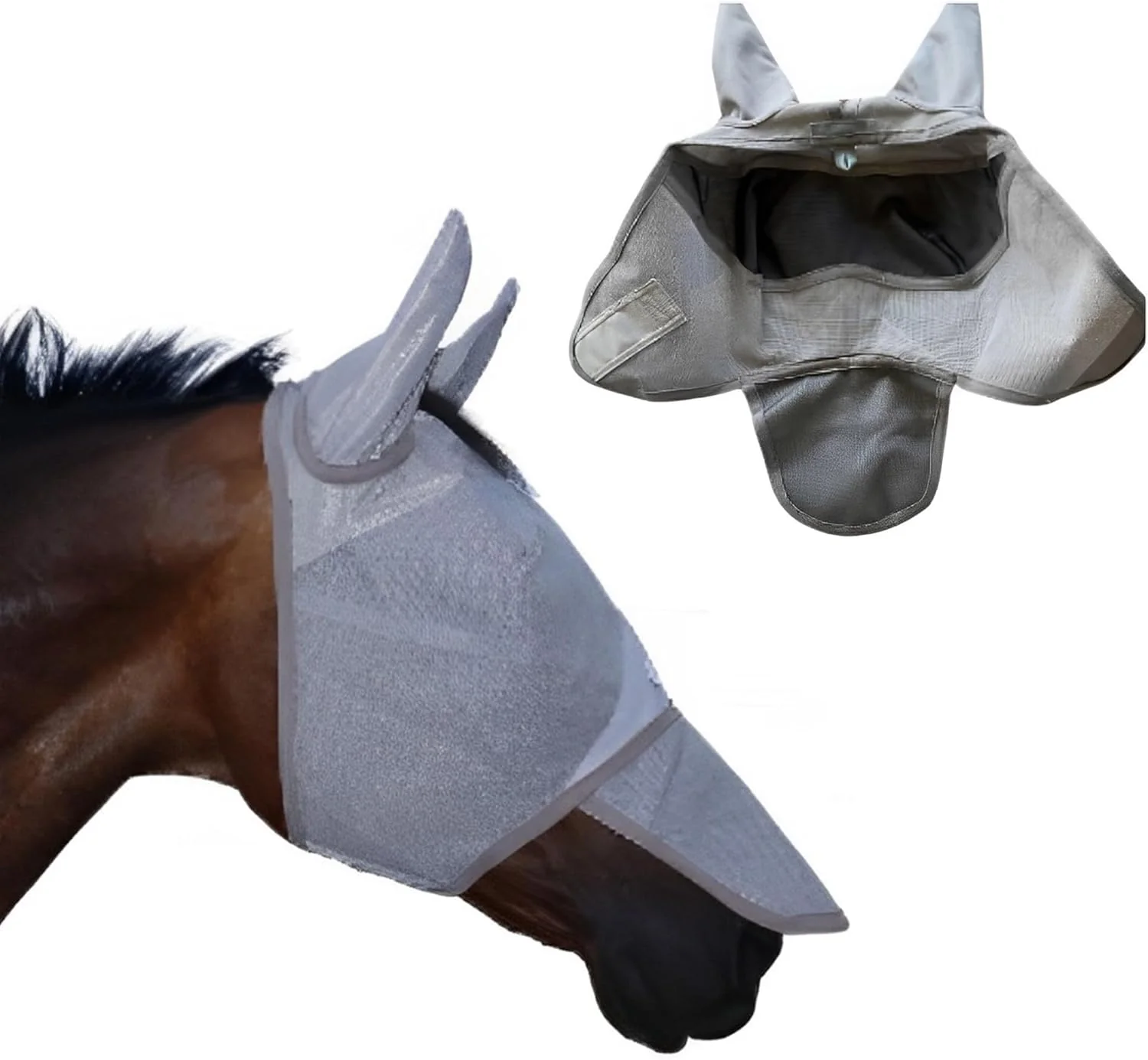 Versatile Horse Fly Mask with Nose Cover and Ears 95 UV Eye Protection Built-in Visor Breathable Lightweight Mask Adjustable Fit for Comfort Horse Medium Large Size World-Class