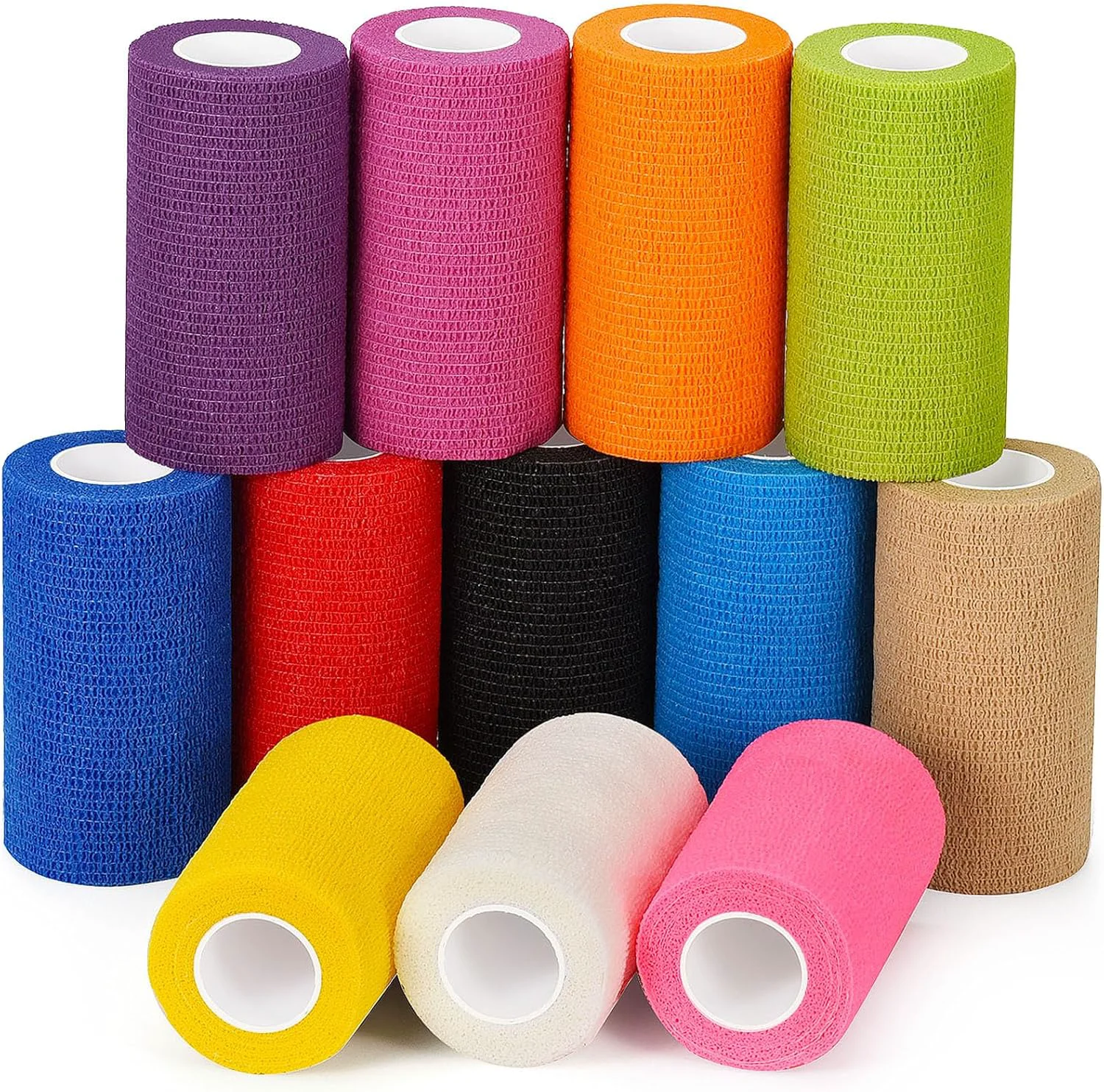 Fast Self Adhesive Bandage Wrap 4 in x 5 Yds Vet Wrap for Horses Elastic Bandage for Ankle Wrist Athletic Tape Self Adherent Cohesive Bandage Wrap Sports Tape 12 Pack Exclusive