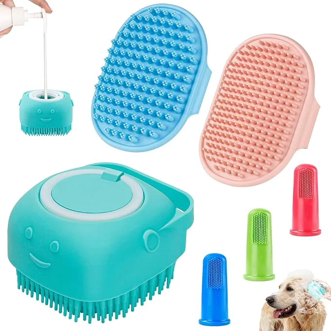 Breathable Comotech 6PCS Dog Bath Brush Dog Toothbrush Adjustable Handle Shampoo Brush Premium Material