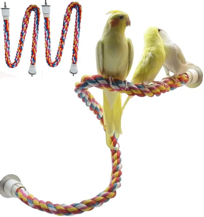Top-Quality 2pcs 48inch Parrot Rope Perches Bendable Climbing Standing Chew Cage Toys Advanced