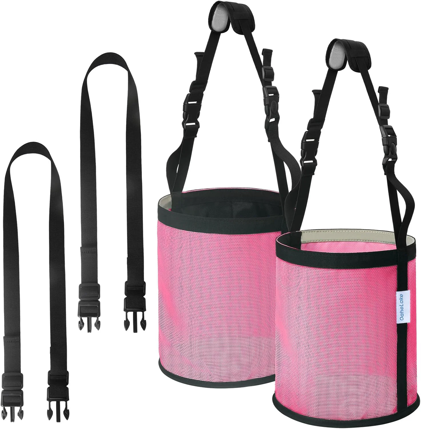 Classic Horse Feed Bag 2 Pcs Mesh Feed Bags for Horses Muzzle Feedbag for Feeding Grain Anti-Spill Design Feeder Soft Neck Pad Nose Pad Breathable and Universal Fit Pink Pack of 2 Verified