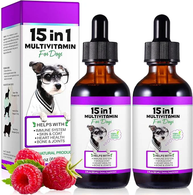 Secure Dog Multivitamin Liquid – 15 in 1 Dog Vitamins Multivitamin Support Skin Coat Heart Bones and Joint Health Pet Vitamins and Supplements 2 Fl Oz Pack of 2 About ThisOverview Eco-Friendly
