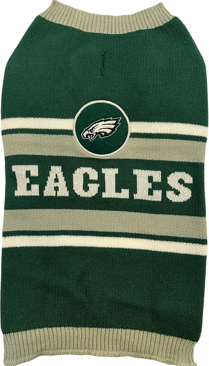 Secure NFL Philadelphia Eagles Dog Sweater Size Extra Small. Warm and Cozy Knit Pet Sweater with NFL Team Logo Puppy Sweater for Large and Small DogsAbout ThisOverview Sophisticated