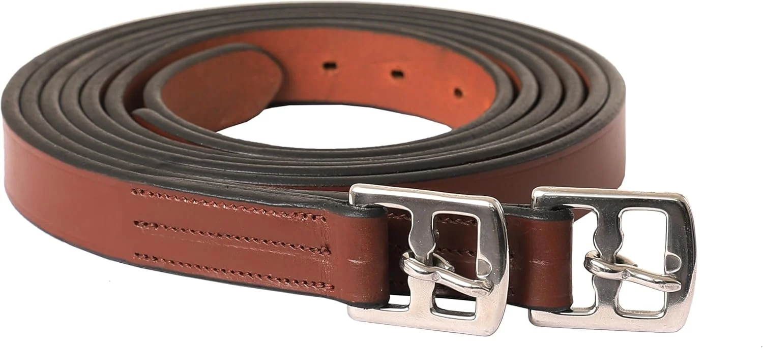 Consistent Exion Pre-Stretched Leather Stirrup Leathers for English Saddles Premium Vegetable-Tanned Non-Stretch Stirrups for Jumping Dressage Schooling 18-Hole Numbered Adjustment SS Buckles Certified