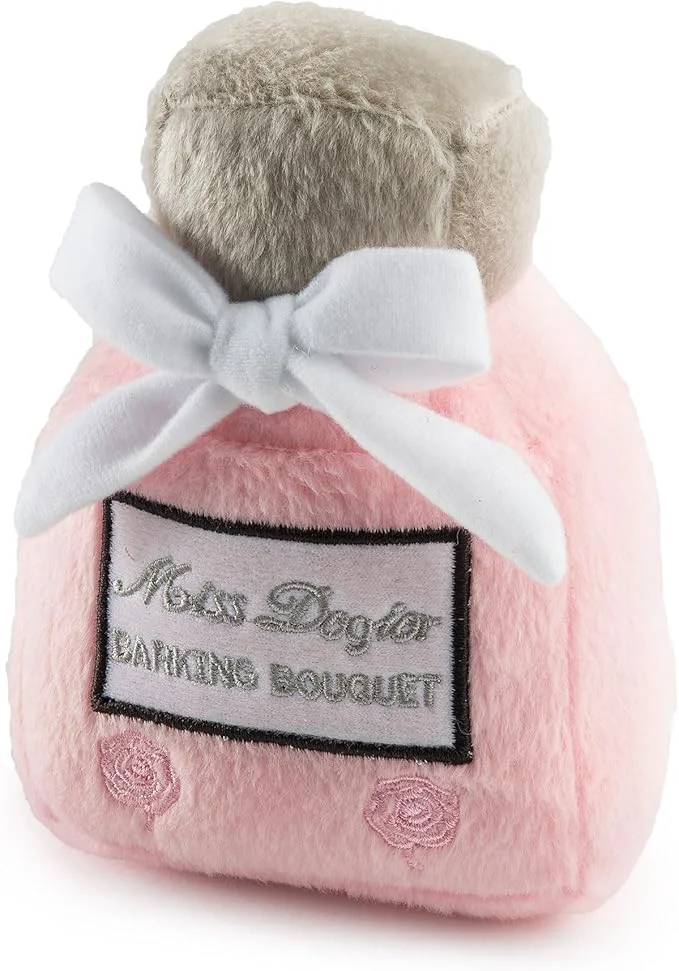 Sustainable Haute Diggity Dog Miss Dogior Perfume Plush Designer Dog Toys with Interactive Squeaker Stimulating Pet Enrichment Machine-Washable Safe Materials for All Breeds One SizeAbout This Luxury